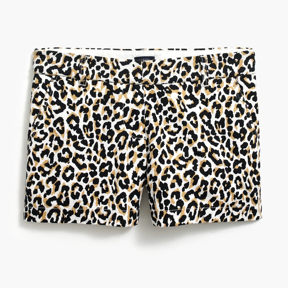 J. Crew cotton 3.5" classic chino short in leopard animal print size 4 AL581 EUC